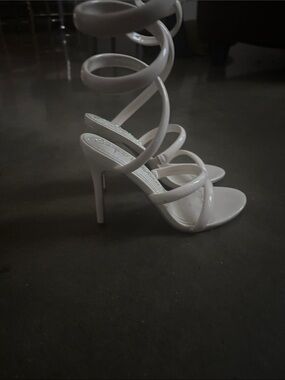 Cape Robbin Cream Spiral Wrap Stiletto Sandals